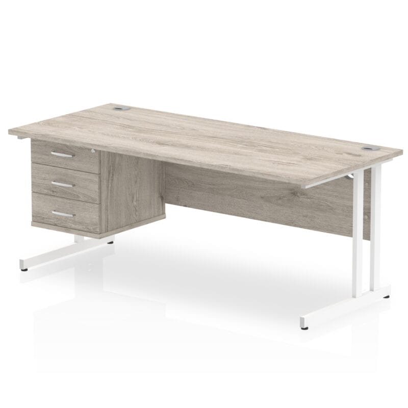 Impulse 1800mm Cantilever Straight Desk With Single Fixed Pedestal - Image 6