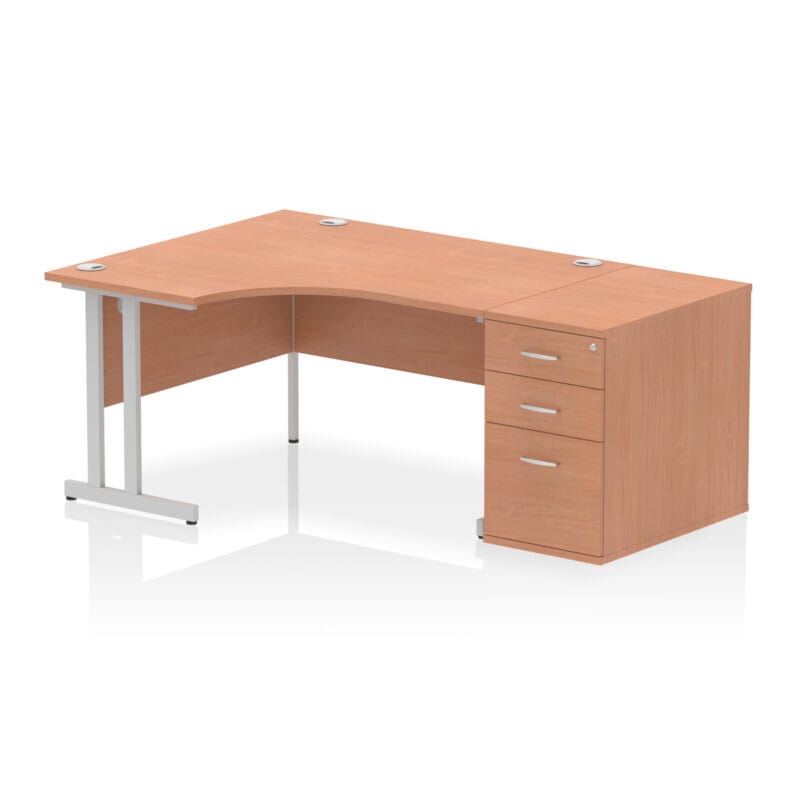 Impulse 1400mm Cantilever Left Crescent Desk Workstation - Image 4