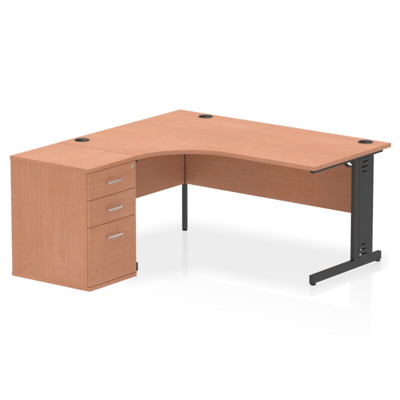 Impulse 1600mm Cable Managed Left Crescent Desk Workstation - Image 2