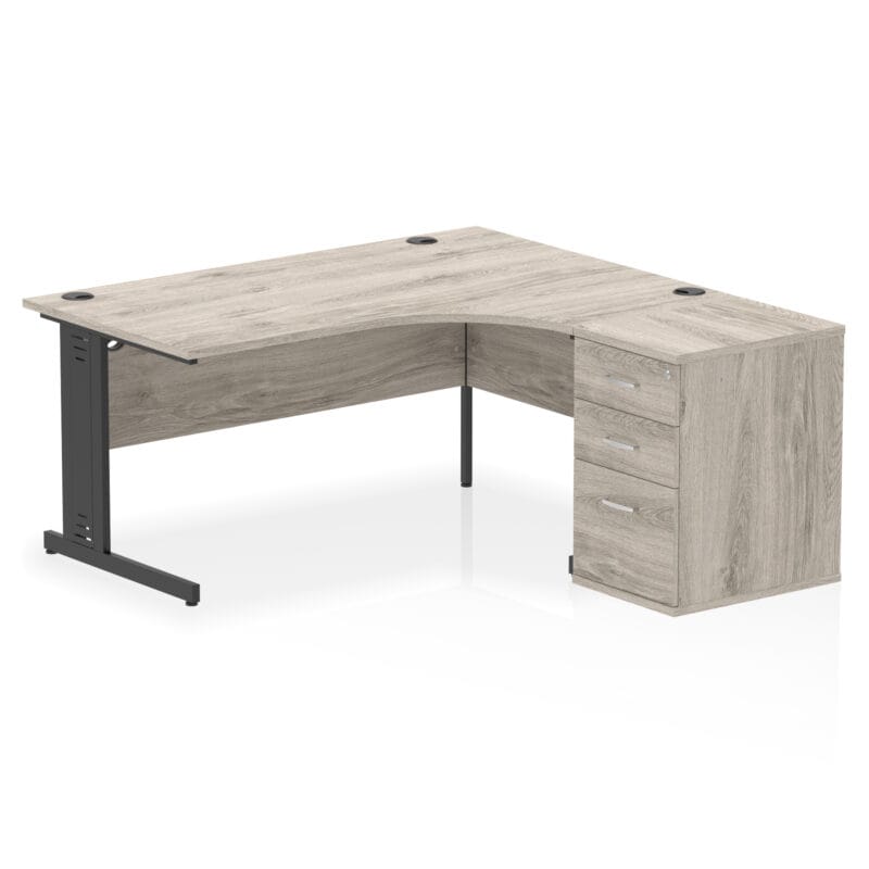 Impulse 1600mm Cable Managed Right Crescent Desk Workstation - Image 7