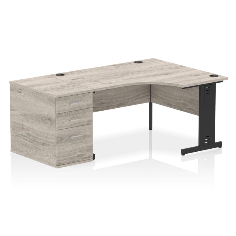 Impulse 1400mm Cable Managed Right Crescent Desk Workstation - Image 4