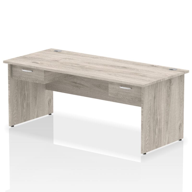 Impulse Panel End Straight Desk Frame With Two One Drawer Fixed Pedestals - Image 10