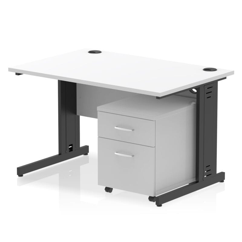 Impulse 1200mm Cable Managed Straight Desk With Mobile Pedestal - Image 30