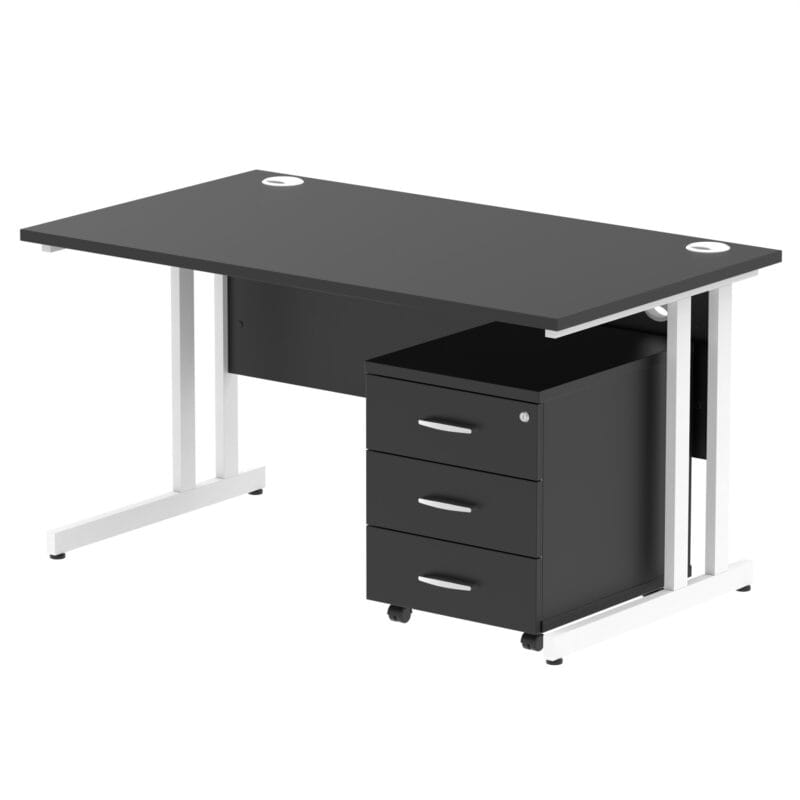 Impulse 1400mm Cantilever Straight Desk With Mobile Pedestal - Image 42