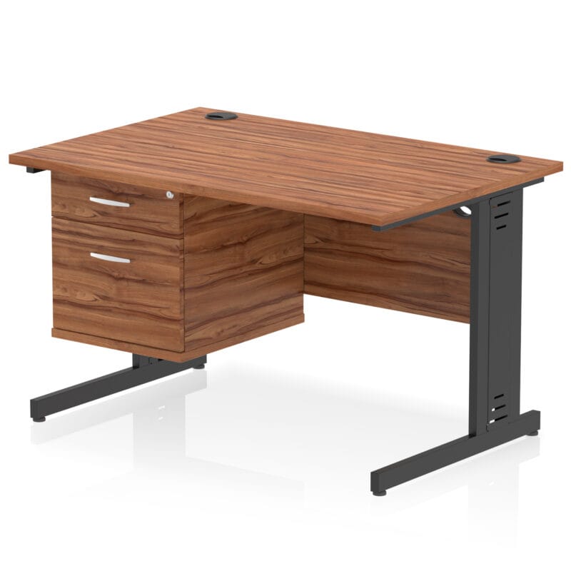 Impulse 1200mm Cable Managed Straight Desk With Single Fixed Pedestal - Image 52