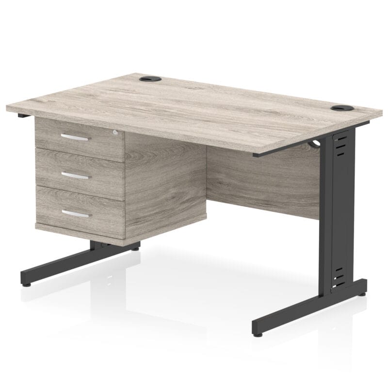 Impulse 1200mm Cable Managed Straight Desk With Single Fixed Pedestal - Image 56