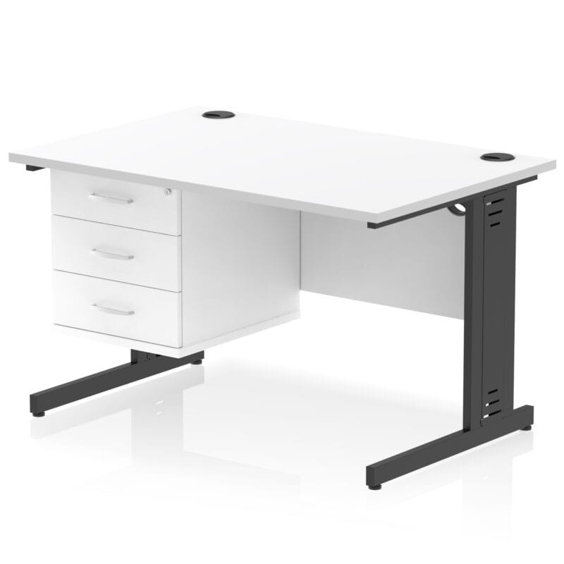 Impulse 1200mm Cable Managed Straight Desk With Single Fixed Pedestal - Image 60