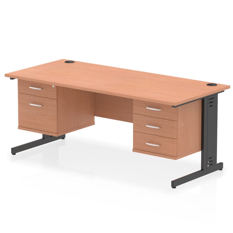 Impulse 1800mm Cable Managed Straight Desk With Two Fixed Pedestal - Image 56