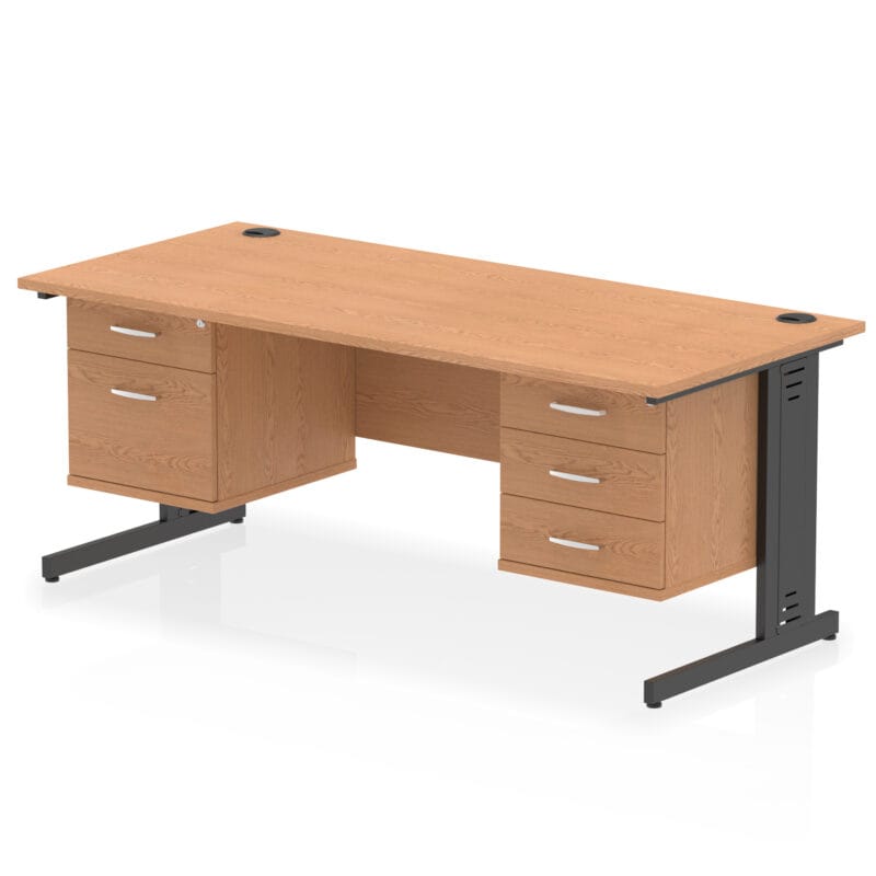Impulse 1800mm Cable Managed Straight Desk With Two Fixed Pedestal - Image 61