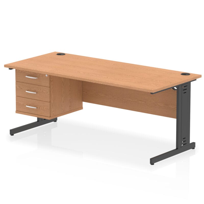 Impulse 1800mm Cable Managed Straight Desk With Single Fixed Pedestal - Image 59