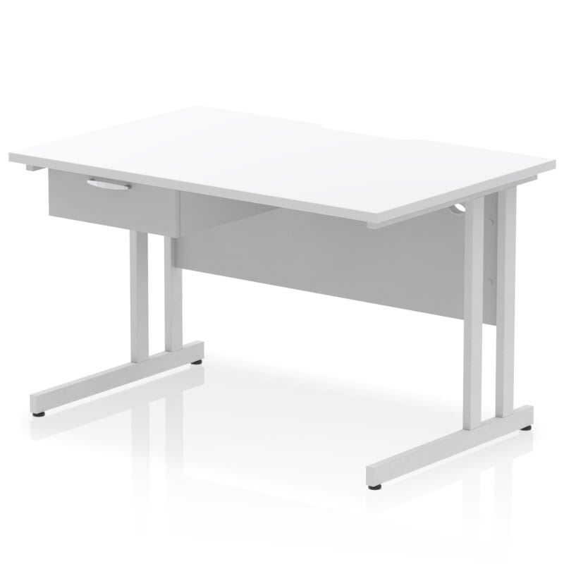 Impulse Scalloped Edge Cantilever Straight Desk With Single One Drawer Fixed Pedestal - Image 24