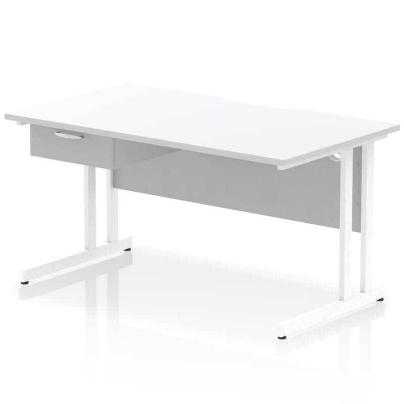 Impulse Scalloped Edge Cantilever Straight Desk With Single One Drawer Fixed Pedestal - Image 51