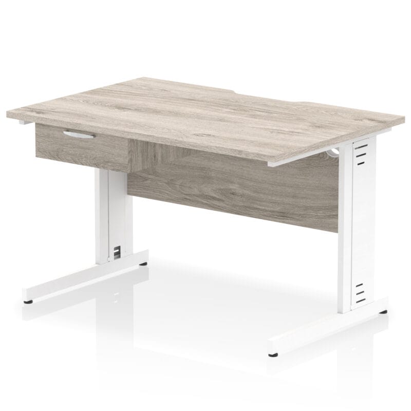 Impulse Scalloped Edge Cable Managed Straight Desk With Single One Drawer Fixed Pedestal - Image 41