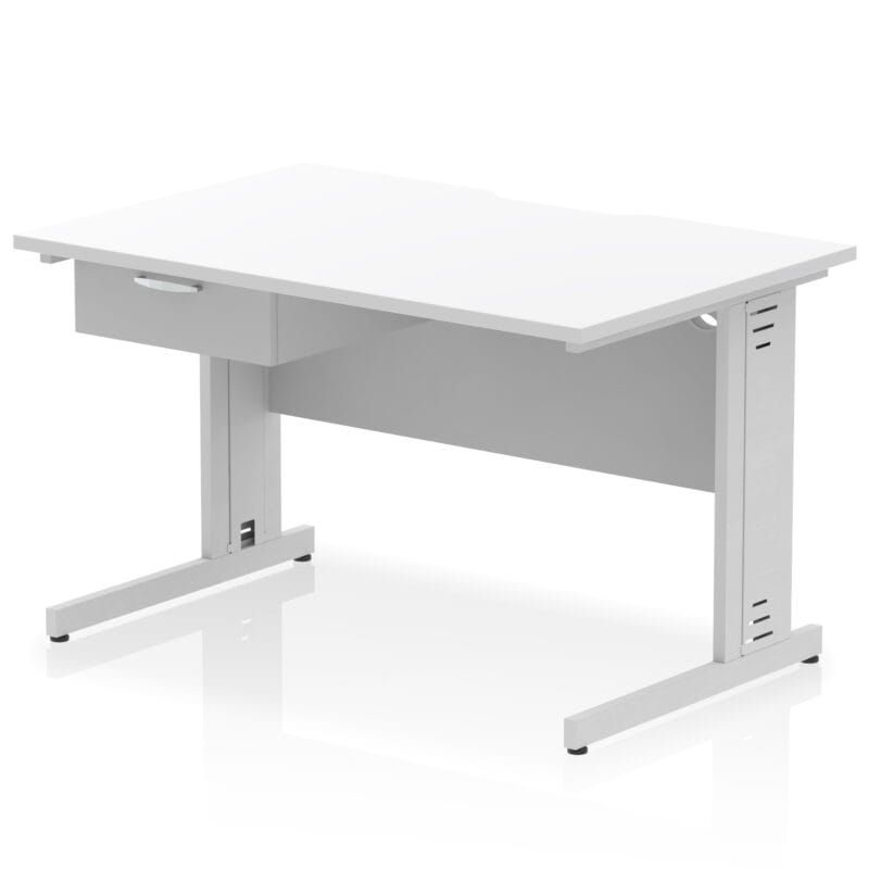 Impulse Scalloped Edge Cable Managed Straight Desk With Single One Drawer Fixed Pedestal - Image 24