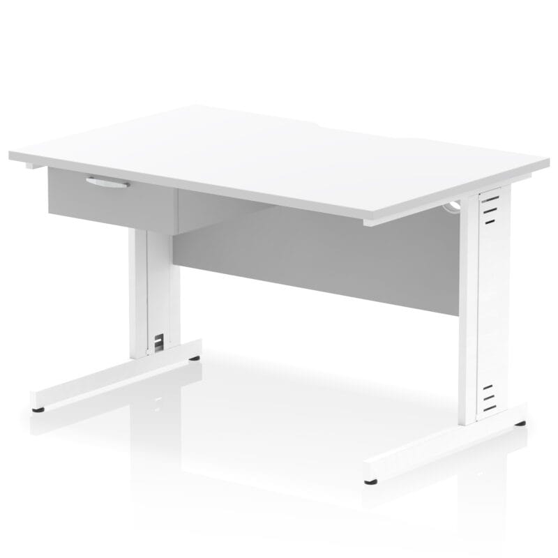 Impulse Scalloped Edge Cable Managed Straight Desk With Single One Drawer Fixed Pedestal - Image 45