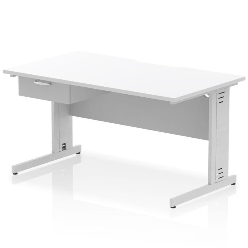 Impulse Scalloped Edge Cable Managed Straight Desk With Single One Drawer Fixed Pedestal - Image 30