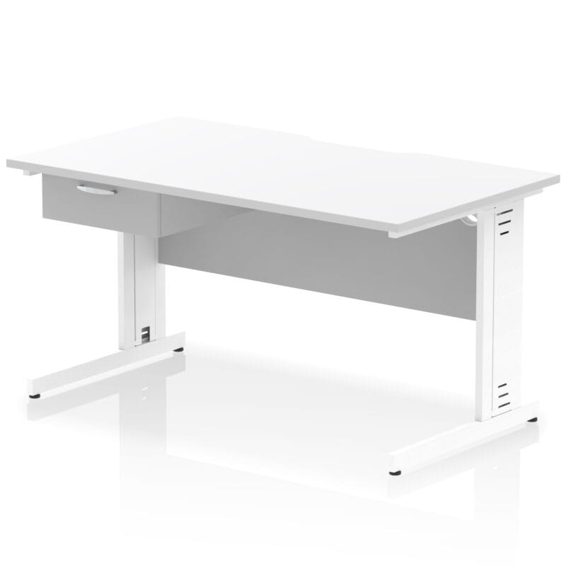 Impulse Scalloped Edge Cable Managed Straight Desk With Single One Drawer Fixed Pedestal - Image 51