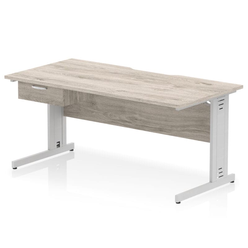 Impulse Scalloped Edge Cable Managed Straight Desk With Single One Drawer Fixed Pedestal - Image 32