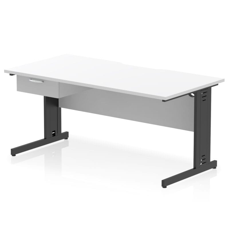 Impulse Scalloped Edge Cable Managed Straight Desk With Single One Drawer Fixed Pedestal - Image 18