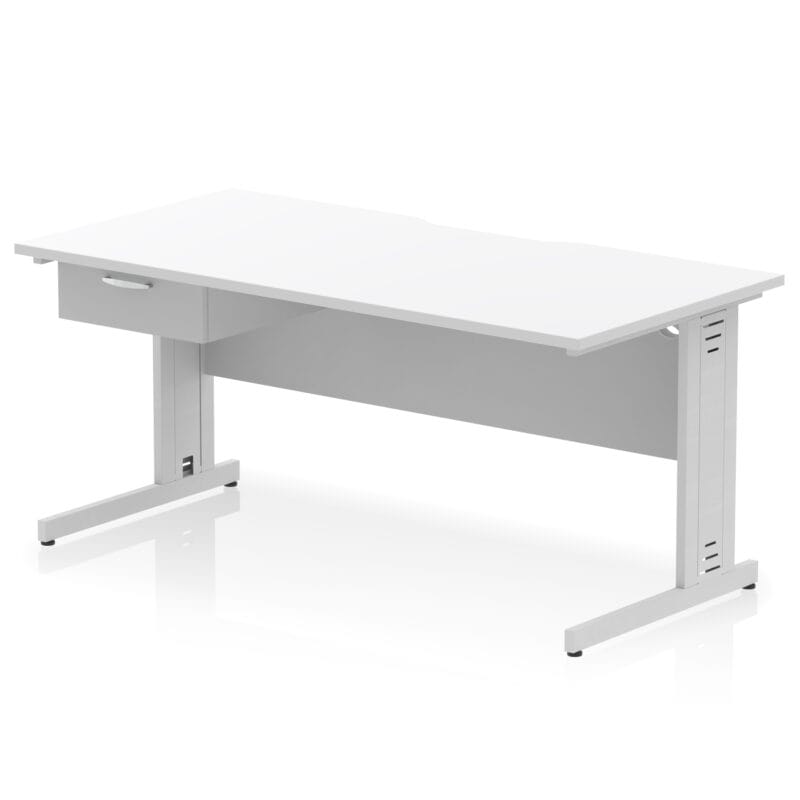 Impulse Scalloped Edge Cable Managed Straight Desk With Single One Drawer Fixed Pedestal - Image 36