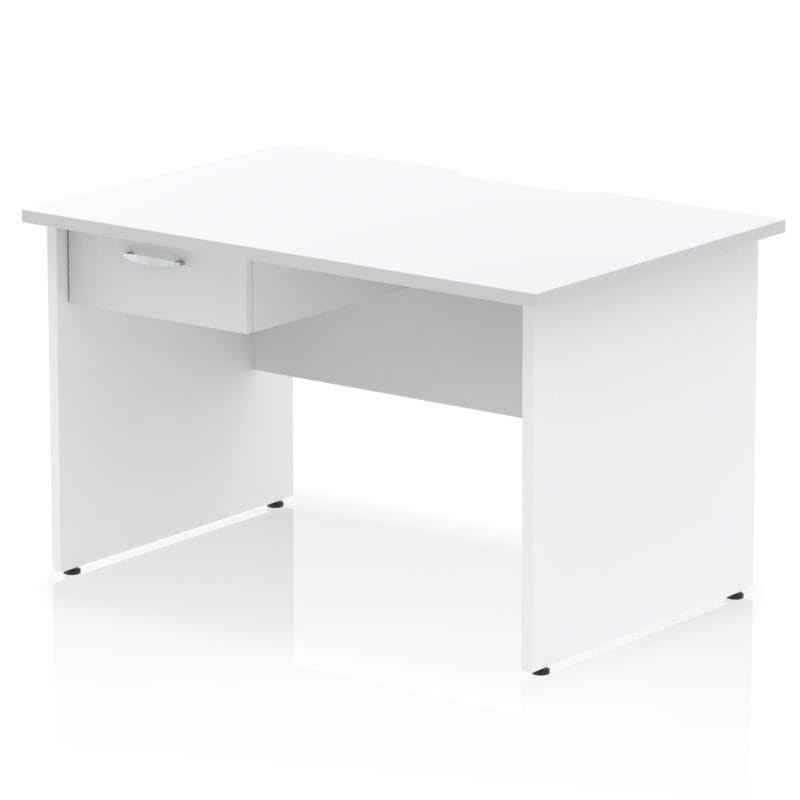 Impulse Scalloped Edge Panel End Straight Desk Frame With Single One Drawer Fixed Pedestal - Image 8