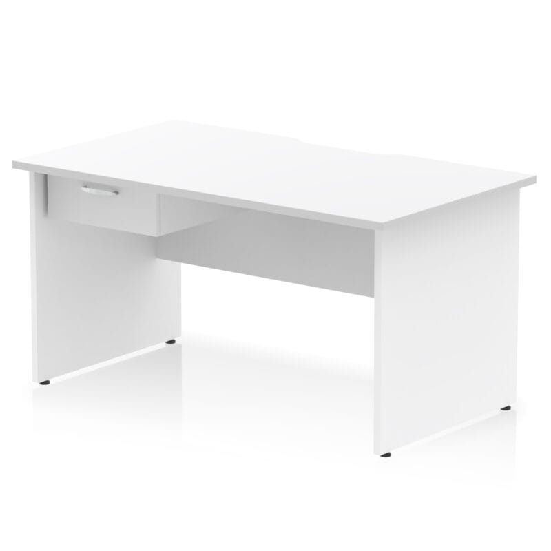 Impulse Scalloped Edge Panel End Straight Desk Frame With Single One Drawer Fixed Pedestal - Image 14