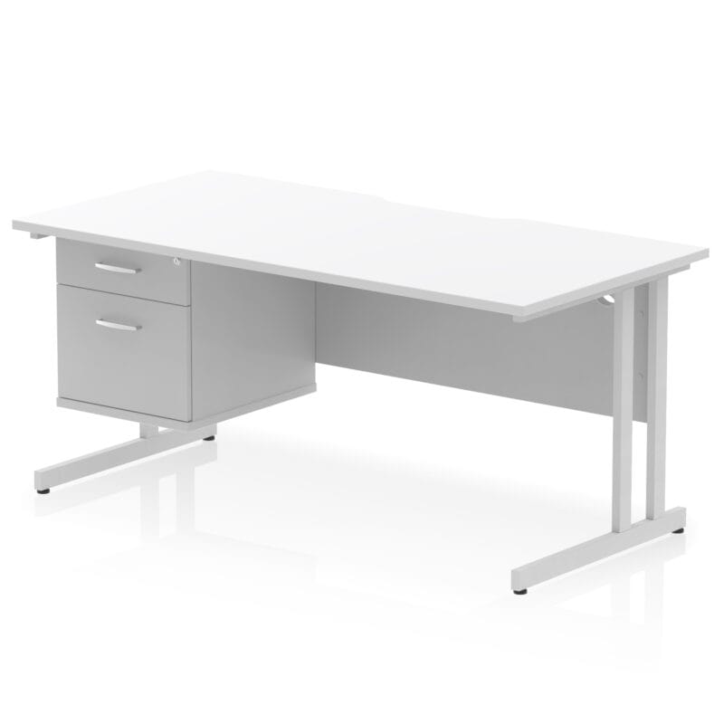 Impulse Scalloped Edge 1600mm Cantilever Straight Desk With Single Fixed Pedestal - Image 19