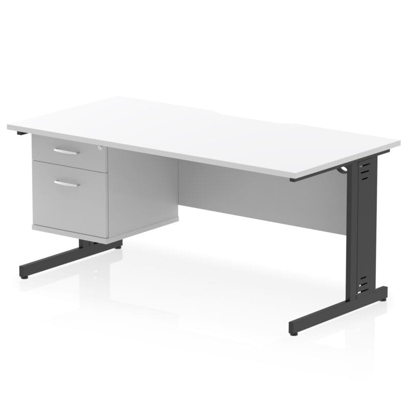Impulse Scalloped Edge 1600mm Cable Managed Straight Desk With Single Fixed Pedestal - Image 18