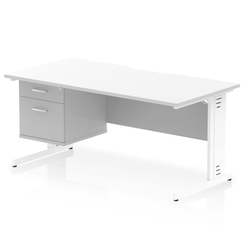 Impulse Scalloped Edge 1600mm Cable Managed Straight Desk With Single Fixed Pedestal - Image 20