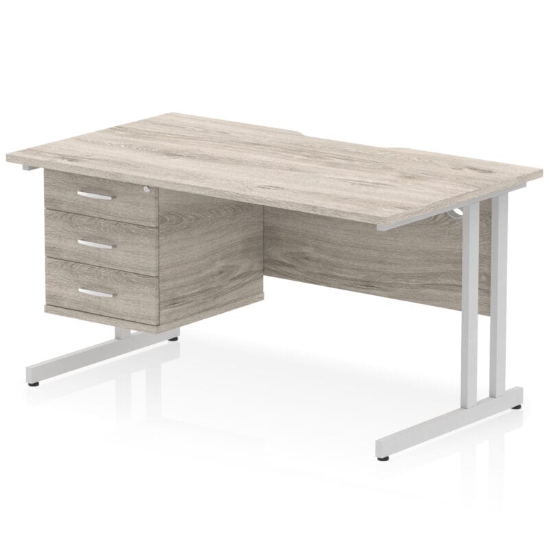 Impulse Scalloped Edge 1400mm Cantilever Straight Desk With Single Fixed Pedestal - Image 25