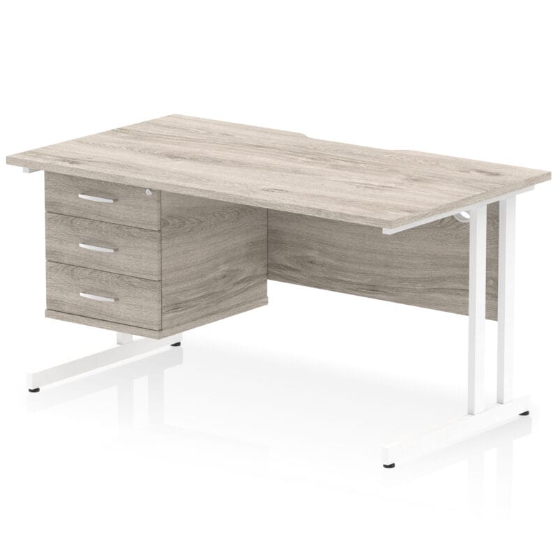 Impulse Scalloped Edge 1400mm Cantilever Straight Desk With Single Fixed Pedestal - Image 26