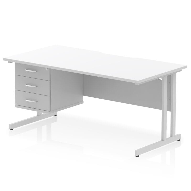 Impulse Scalloped Edge 1600mm Cantilever Straight Desk With Single Fixed Pedestal - Image 37