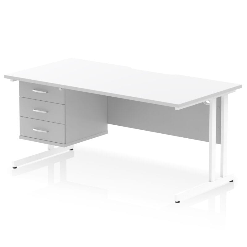 Impulse Scalloped Edge 1600mm Cantilever Straight Desk With Single Fixed Pedestal - Image 38