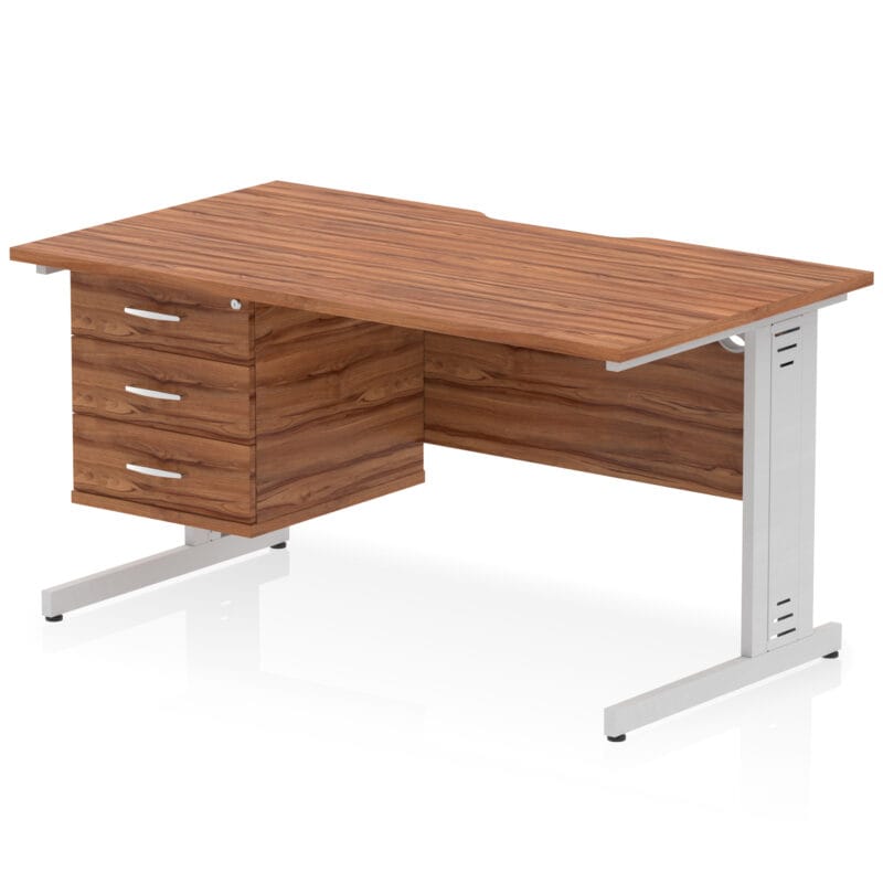 Impulse Scalloped Edge 1400mm Cable Managed Straight Desk With Single Fixed Pedestal - Image 34