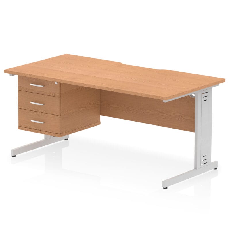 Impulse Scalloped Edge 1600mm Cable Managed Straight Desk With Single Fixed Pedestal - Image 31