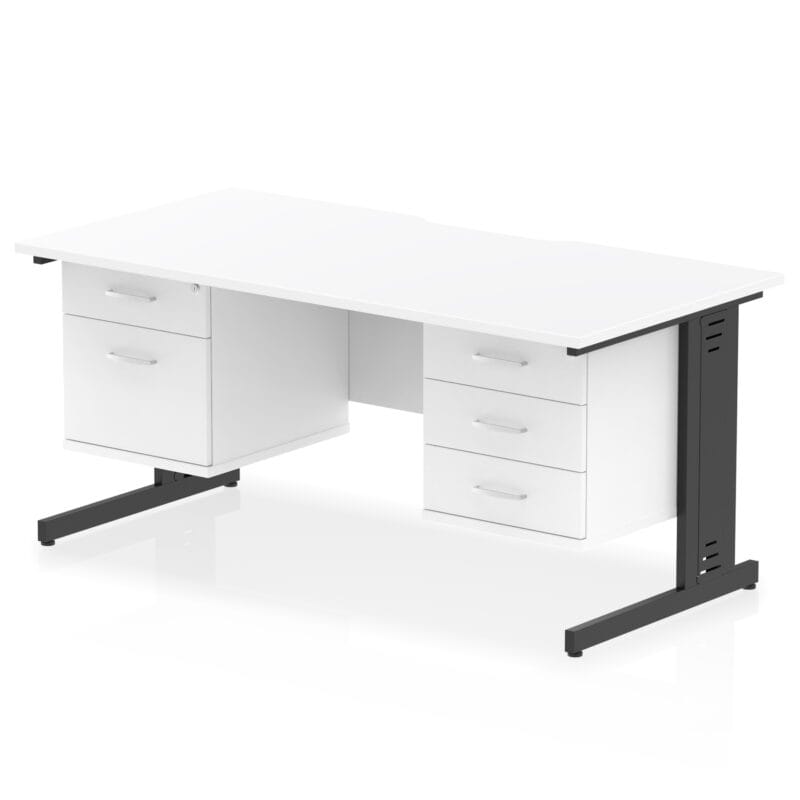 Impulse Scalloped Edge 1600mm Cable Managed Straight Desk With Two Fixed Pedestal - Image 19