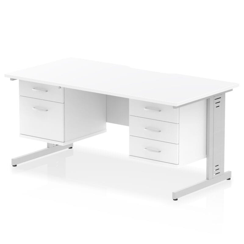 Impulse Scalloped Edge 1600mm Cable Managed Straight Desk With Two Fixed Pedestal - Image 20