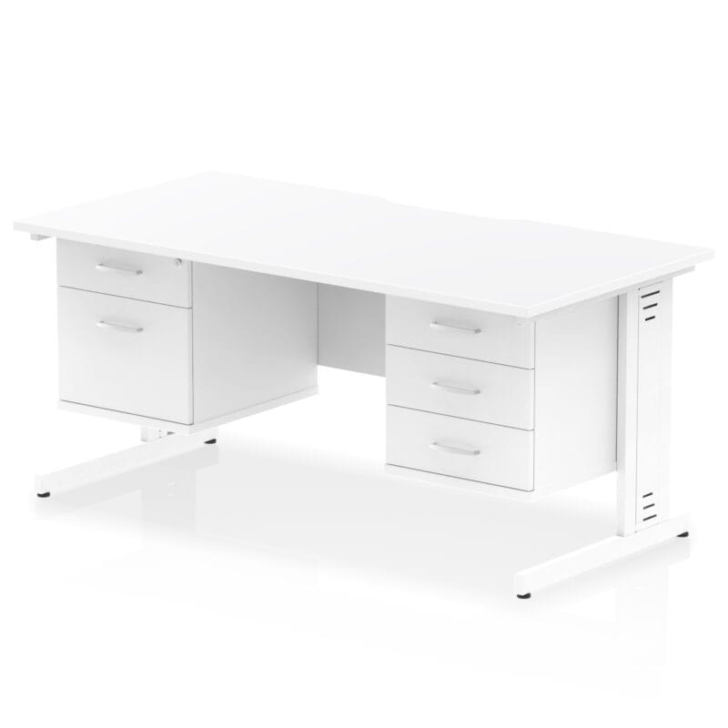 Impulse Scalloped Edge 1600mm Cable Managed Straight Desk With Two Fixed Pedestal - Image 21