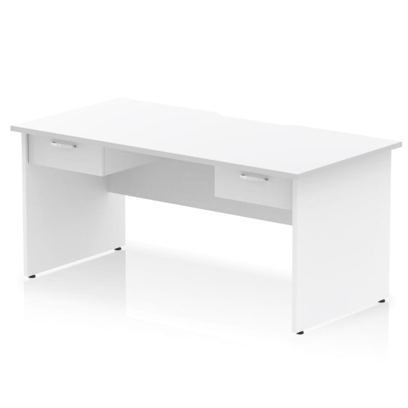 Impulse Scalloped Edge Panel End Straight Desk Frame With Two One Drawer Fixed Pedestals - Image 7