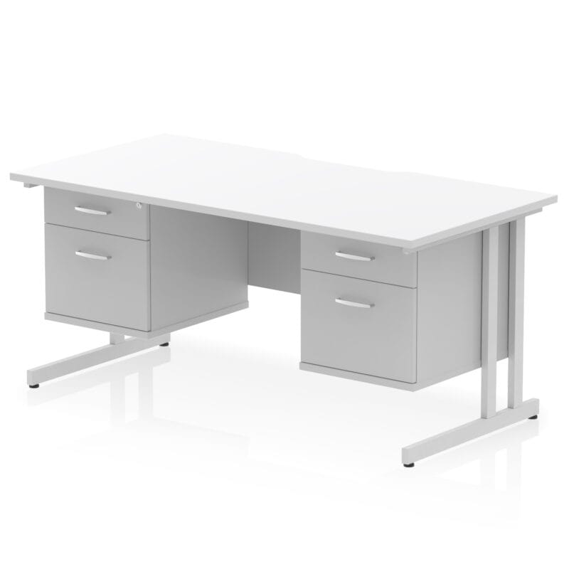 Impulse Scalloped Edge 1600mm Cantilever Straight Desk With Two Fixed Pedestal - Image 38