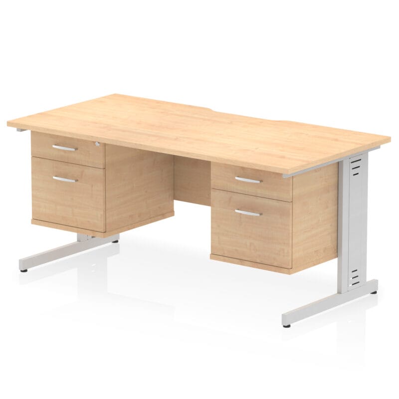 Impulse Scalloped Edge 1600mm Cable Managed Straight Desk With Two Fixed Pedestal - Image 29