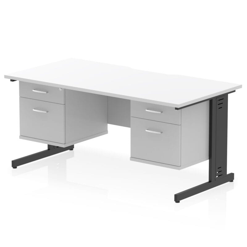 Impulse Scalloped Edge 1600mm Cable Managed Straight Desk With Two Fixed Pedestal - Image 37