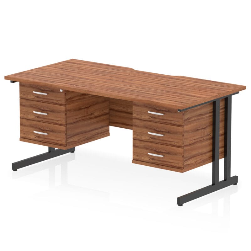 Impulse Scalloped Edge 1600mm Cantilever Straight Desk With Two Fixed Pedestal - Image 52