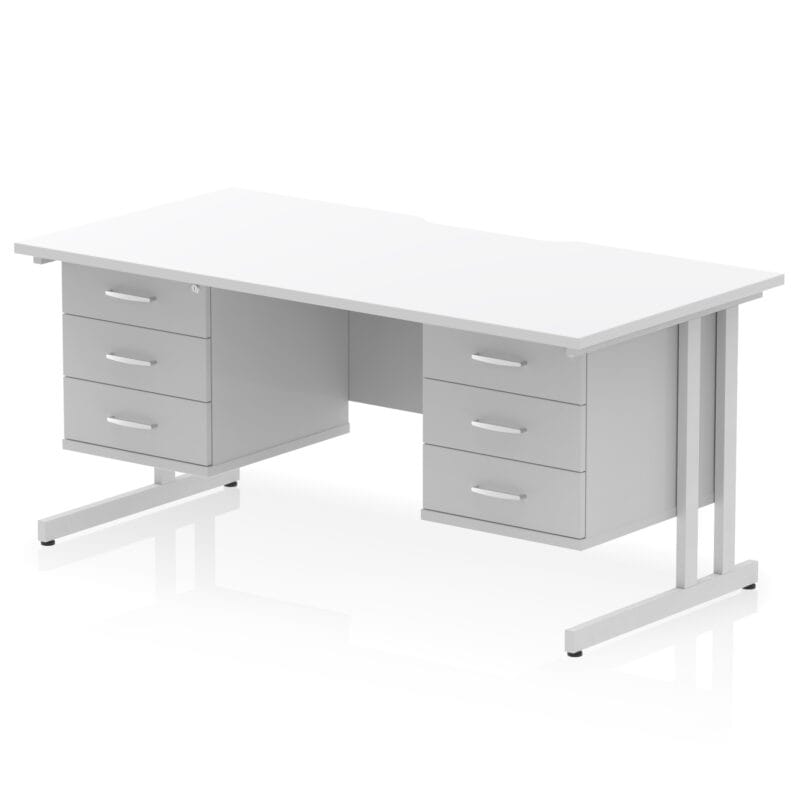 Impulse Scalloped Edge 1600mm Cantilever Straight Desk With Two Fixed Pedestal - Image 56