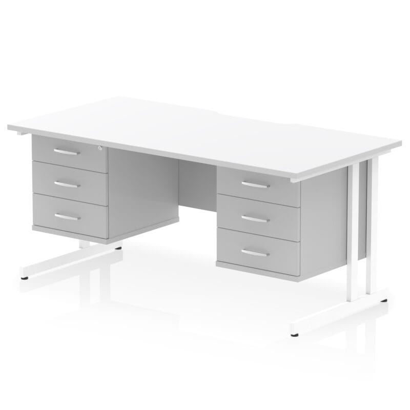 Impulse Scalloped Edge 1600mm Cantilever Straight Desk With Two Fixed Pedestal - Image 57