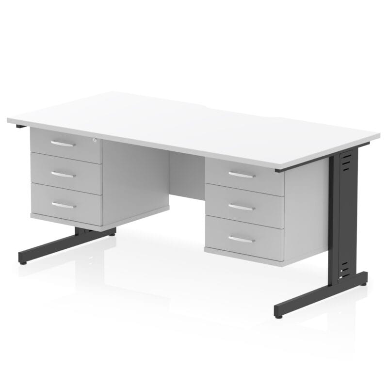 Impulse Scalloped Edge 1600mm Cable Managed Straight Desk With Two Fixed Pedestal - Image 55