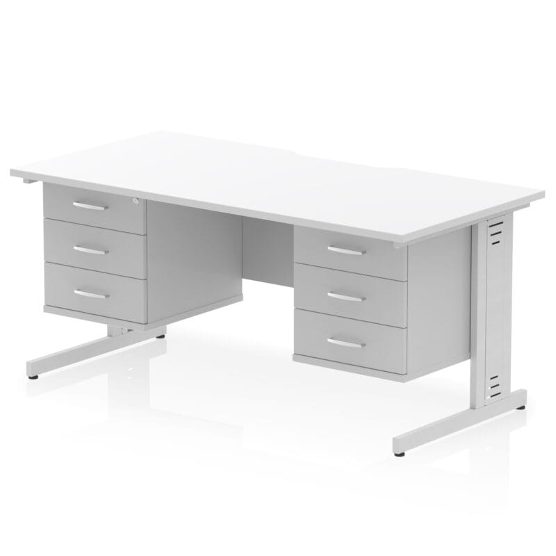 Impulse Scalloped Edge 1600mm Cable Managed Straight Desk With Two Fixed Pedestal - Image 56