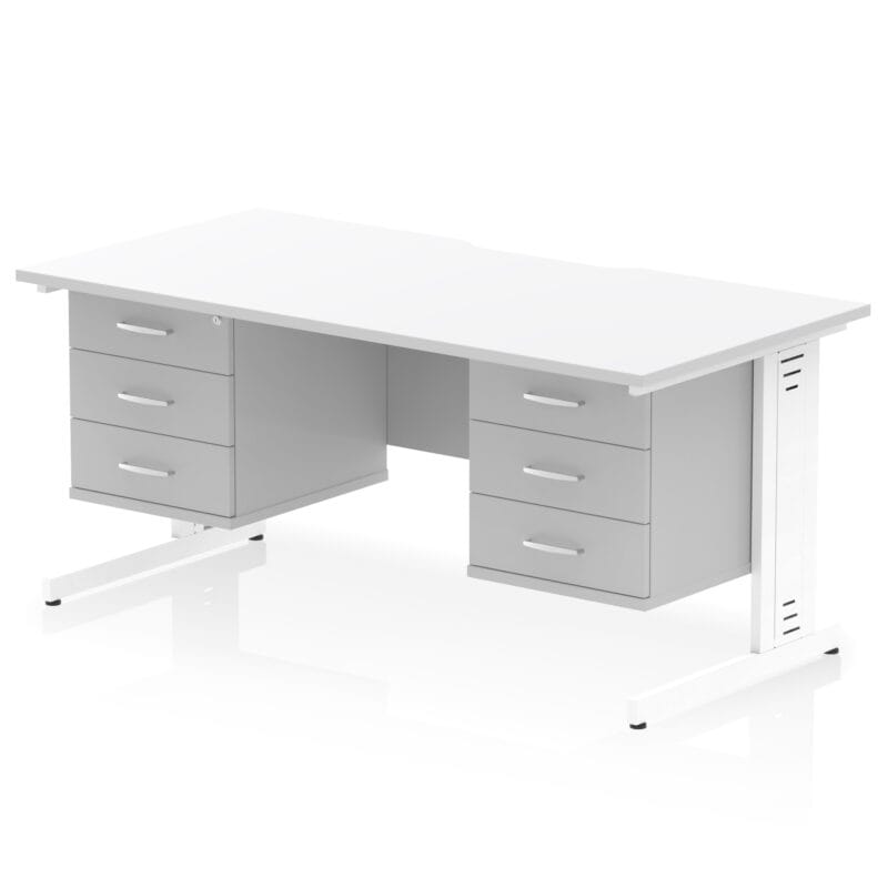 Impulse Scalloped Edge 1600mm Cable Managed Straight Desk With Two Fixed Pedestal - Image 57