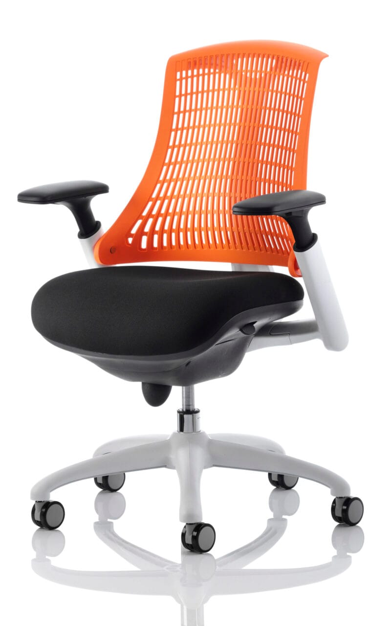 Flex Medium Back White Frame Task Operator Office Chair with Arms - Image 11