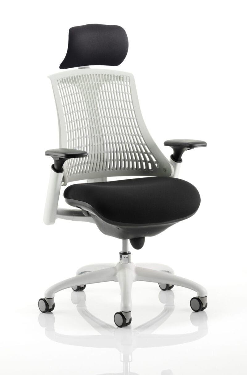 Flex Medium Back White Frame Task Operator Office Chair with Arms - Image 17